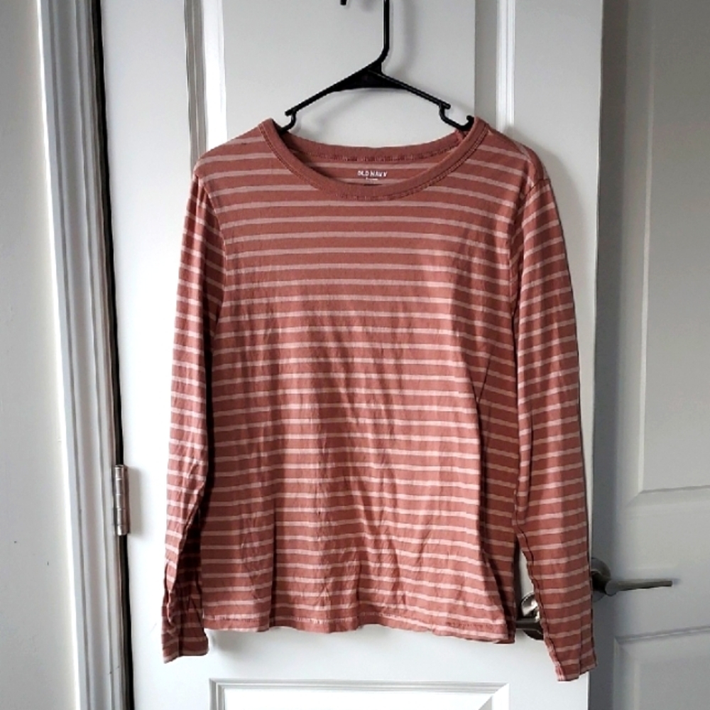 Old Navy long sleeve striped top brown tan large